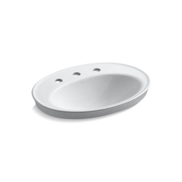 KOHLER Serif Drop-In Bathroom Sink with Widespread Faucet Holes - 16-in - White