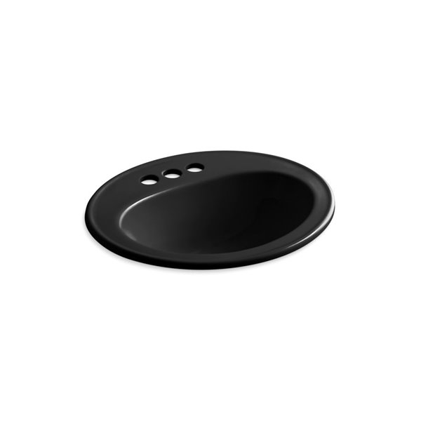 KOHLER Pennington Drop-In Bathroom Sink with Single Faucet Hole - Black