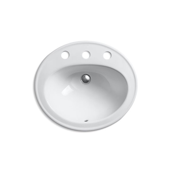KOHLER Pennington Drop-In Sink with 8-in Widespread Faucet Holes - White