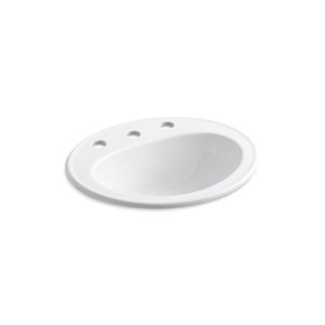 KOHLER Pennington Drop-In Sink with 8-in Widespread Faucet Holes - White