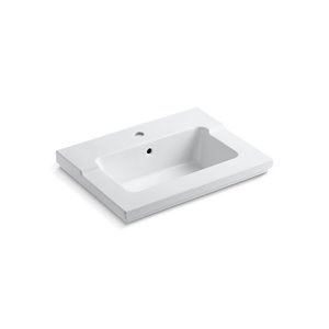 KOHLER Tresham Vanity-Top Bathroom Sink with Single Faucet Hole - White