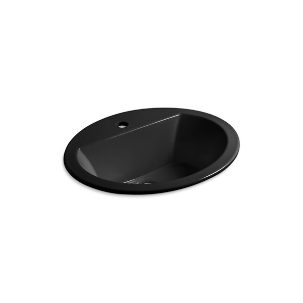 KOHLER Bryant Oval Drop-In Bathroom Sink with Single Faucet Hole - Black