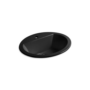 KOHLER Bryant Oval Drop-In Bathroom Sink with Single Faucet Hole - Black