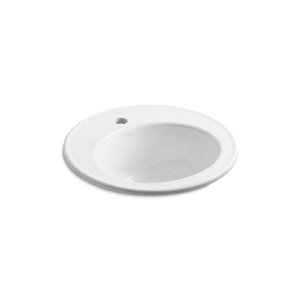 KOHLER Brookline Drop-In Bathroom Sink with Single Faucet Hole - 19-in - White