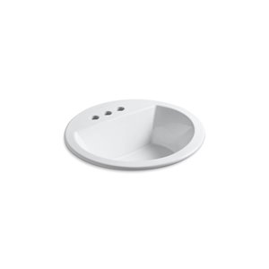 KOHLER Bryant Round Drop-In Bathroom Sink with Single Faucet Hole - White