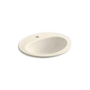 Lavabo encastré avec trou de robinet unique Pennington de KOHLER, blanc cassé