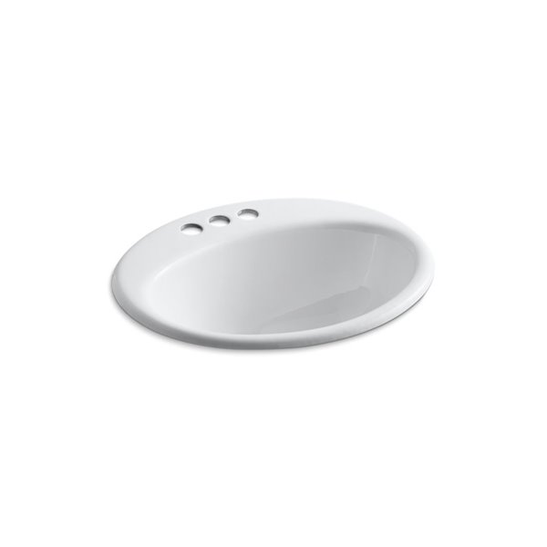 KOHLER Farmington Drop-In Bathroom Sink with 4-in Centerset Faucet Holes - White