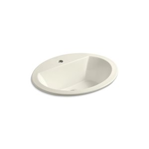 KOHLER Bryant Oval Drop-In Bathroom Sink with Single Faucet Hole - Off-White