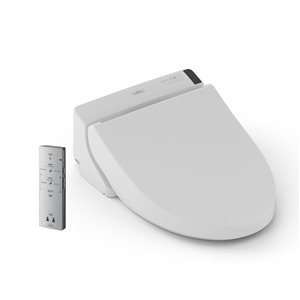 Siège de toilette rond avec bidet électronique Washlet C200 de TOTO, coton blanc