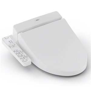 Siège de toilette rond avec bidet électronique Washlet C100 de TOTO, coton blanc