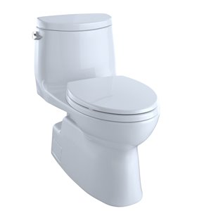 Toilette à cuvette allongée monopièce Carlyle II de TOTO, hauteur ergonomique, blanc coton