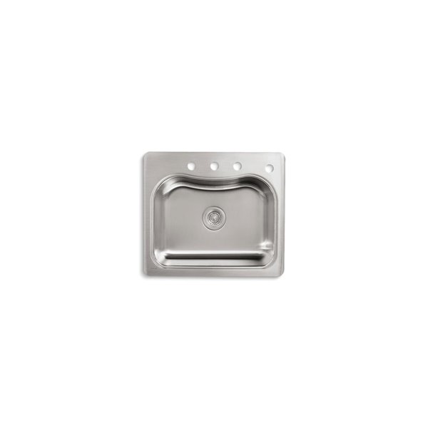 KOHLER Staccato Top-Mount Sink with Four Faucet Holes - Stainless Steel - 25-in