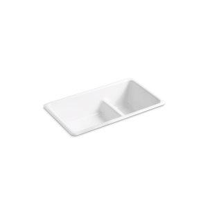 Évier de cuisine Iron/Tones Smart DivideKOHLER installation surface/sous comptoir, blanc, 33 po