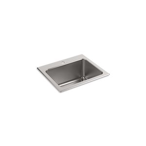 KOHLER Ballad Utility Sink with Single Faucet Hole - Single Bowl - Stainless Steel - 25-in x 22-in
