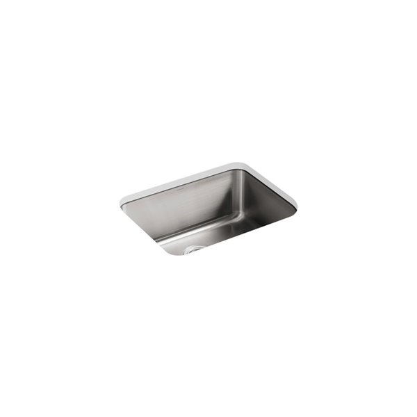 KOHLER Undertone Medium Squared Under-Mount Single-Bowl Kitchen Sink - Stainless Steel - 23-in