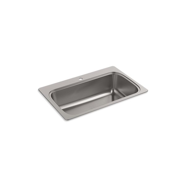 KOHLER Verse Top-Mount Single-Bowl Kitchen Sink with 1 Faucet Holes - Stainless Steel - 33-in