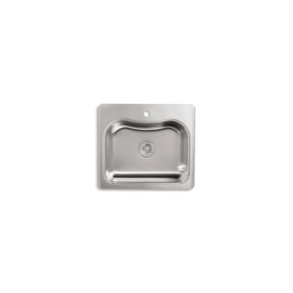 KOHLER Staccato Top-Mount Sink with Single Faucet Hole - Stainless Steel - 25-in