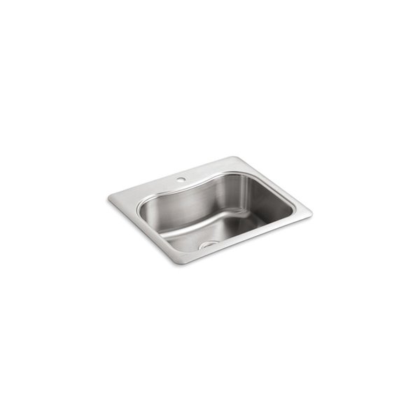 KOHLER Staccato Top-Mount Sink with Single Faucet Hole - Stainless Steel - 25-in