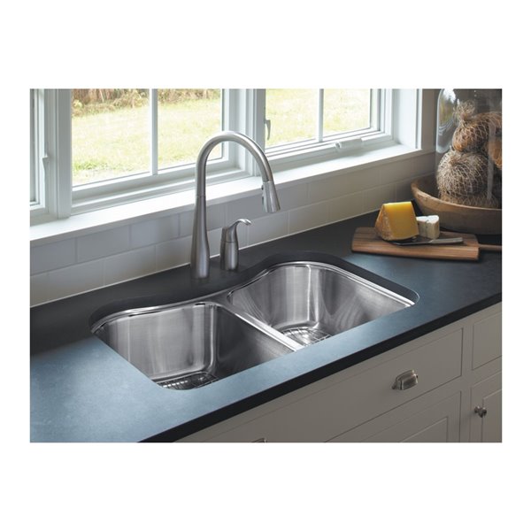 KOHLER Staccato Undermount double-equal kitchen sink - Stainless Steel - 31.62-in