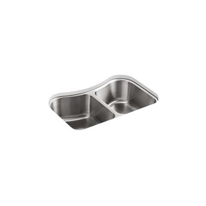 KOHLER Staccato Undermount double-equal kitchen sink - Stainless Steel - 31.62-in