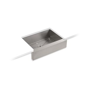 Évier de cuisine simple KOHLER Vault avec tablier court, installation sous-surface, 29.5 po