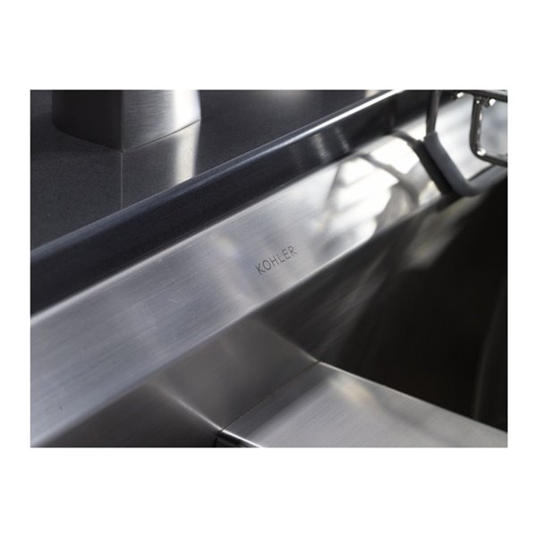 KOHLER 8 Degree Undermount Double-Bowl Large/Medium Kitchen Sink - Stainless Steel - 33-in