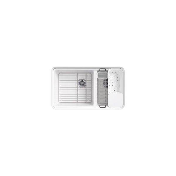 KOHLER Riverby Undermount Large/Medium Double-Bowl Kitchen Sink with Accessories - White - 33-in