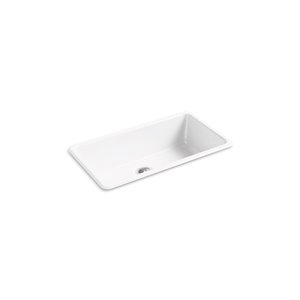 KOHLER Iron/Tones top/under-mount single-bowl kitchen sink - White - 33-in