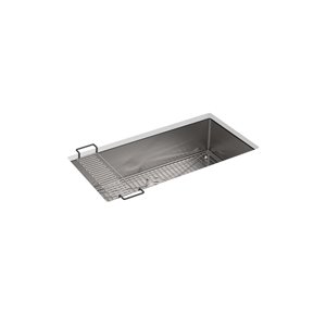 Évier de cuisine KOHLER Strive à une cuvette avec grille, installation sous comptoir, 35 po