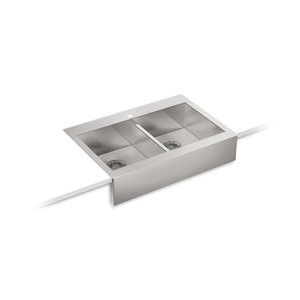 Évier de cuisine KOHLER Vault installation en surface, 1 trou de robinet, acier inoxydable, 35.75 po