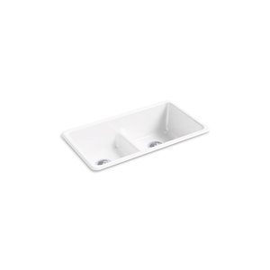 Évier de cuisine KOHLER Iron/Tones Smart Divide à deux cuves identiques, blanc, 33 po
