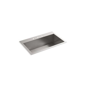 Évier de cuisine KOHLER Vault simple, installation encastrée ou sous comptoir, 3 trous de robinet, 30.5 po