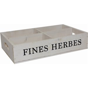 McNeil Wooden Fines Herbs Crate - White -17-in x 10.75-in x 3.75-in