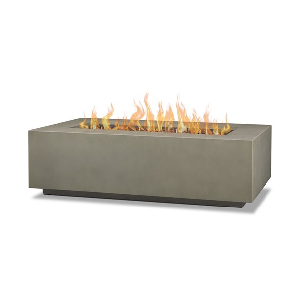 Foyer extérieur rectangulaire au gaz propane Aegean de Real Flame gris brume 50 000 BTU 32 po x 50 po