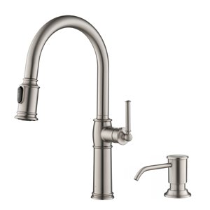 Kraus Sellette Faucet, Soap Dispenser, Deck Plate in Stainless Steel