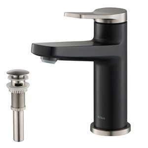 KRAUS Indy Spot Free Stainless Steel Bathroom Sink Faucet and Drain