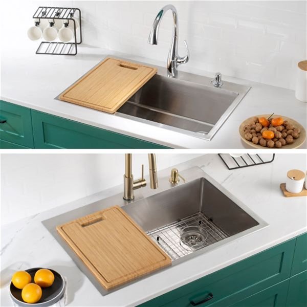 Kraus 12 in. Solid Bamboo Workstation Kitchen Sink Cutting Board