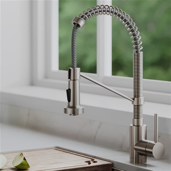 Kraus Bolden 18-Inch Faucet and Soap Dispenser in Stainless Steel