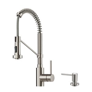 Kraus Bolden 18-Inch Faucet and Soap Dispenser in Stainless Steel