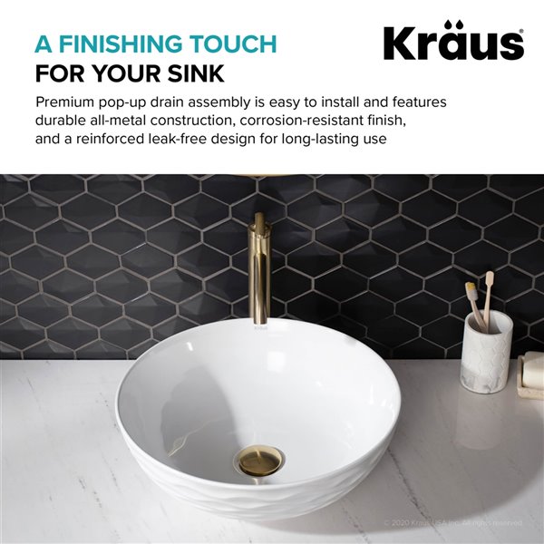 Kraus Brushed Gold Bathroom Sink Pop Up Drain Pu 10bg Rona - Gold Bathroom Sink Pop Up Drain