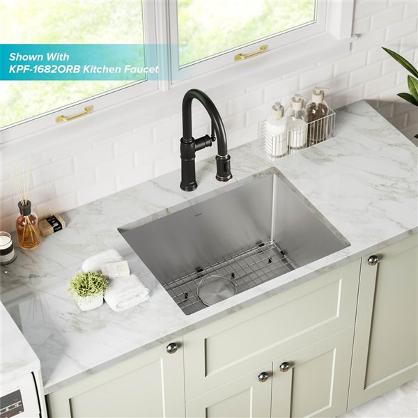 Kraus Single Bowl Kitchen/Laundry Sink with Drain - 24-in x 18.5-in