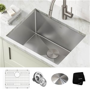 Kraus Single Bowl Kitchen/Laundry Sink with Drain - 24-in x 18.5-in