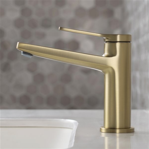 KRAUS Indy Brushed Gold Bathroom Sink Faucet and Pop Up Drain