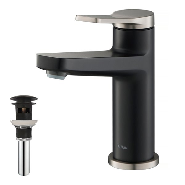 KRAUS Indy Stainless Steel Sink Faucet and Pop Up Drain