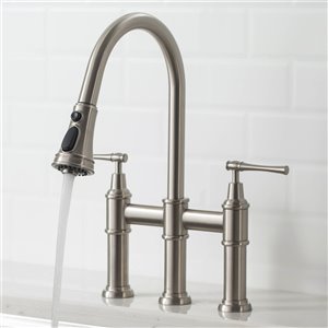 Kraus Allyn Transitional Stainless Steel 2-handle Bridge Kitchen Faucet