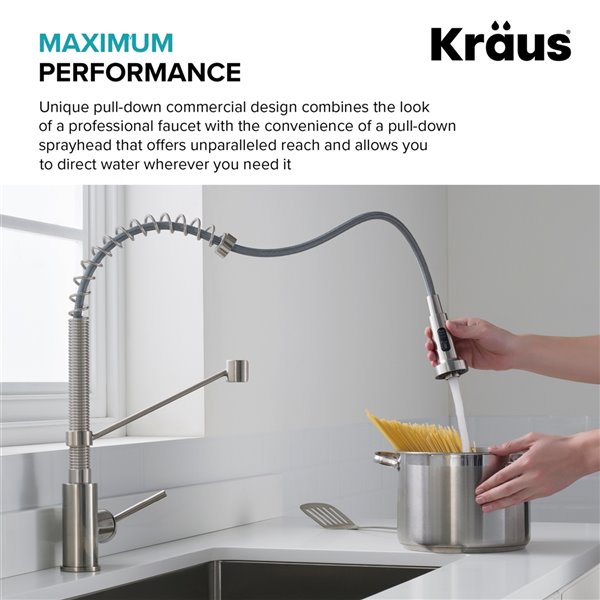 Kraus Bolden Single Handle Commercial Kitchen Faucet With Deck Plate Matte Black Black Stainless 18 In Kpf 1610mbsb Dp03sb Rona