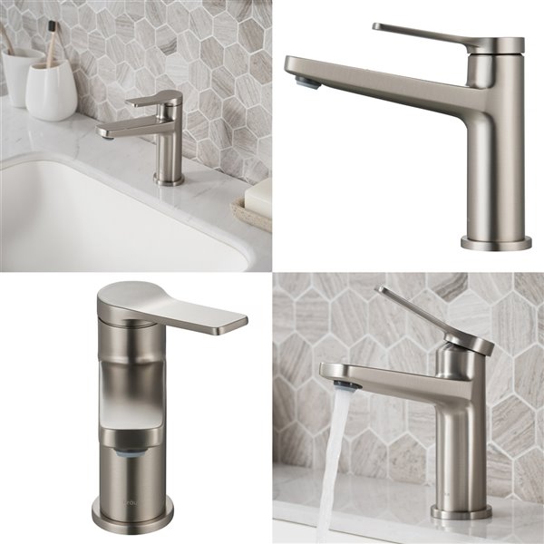 KRAUS Indy 1-Handle Bathroom Faucet and Pop-Up - Stainless Steel