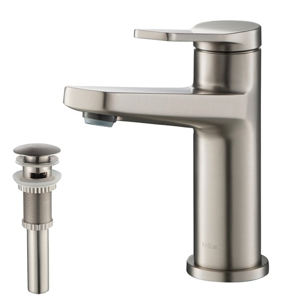 KRAUS Indy 1-Handle Bathroom Faucet and Pop-Up - Stainless Steel