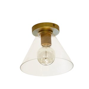 Dainolite Roswell Flush-Mount Light - 1-Light - 9-in x 7.3-in - Aged Brass