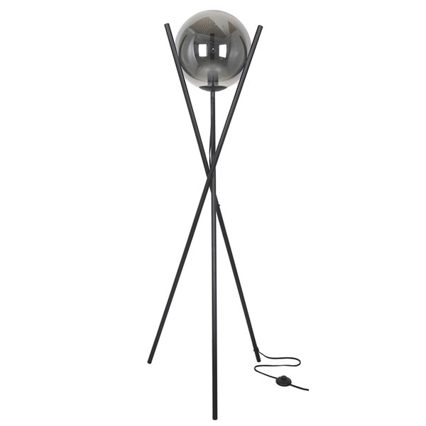 Dainolite Pamela Floor Lamp - 1-Light - 59.75-in - Matte Black